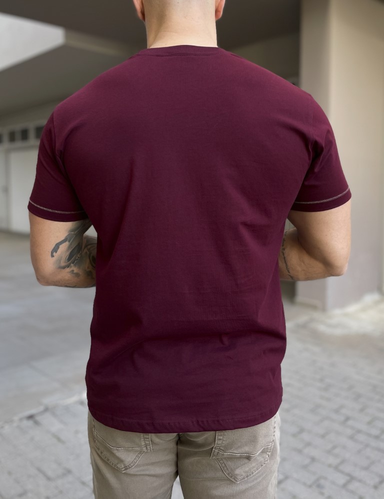 Everbest ανδρική μπορντό κοντομάνικη μπλούζα με τύπωμα 252803 φωτογραφία